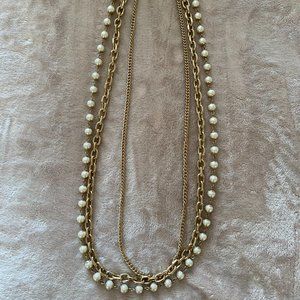 Ann Taylor Gold and Pearl Necklace